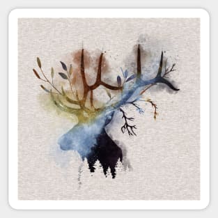 Colorwash Elk Head Sticker